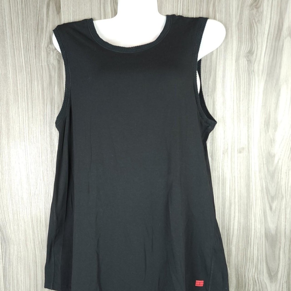 Tommy Hilfiger Sport Womens Black Mesh Back Split Hem Tank Top Size Medium